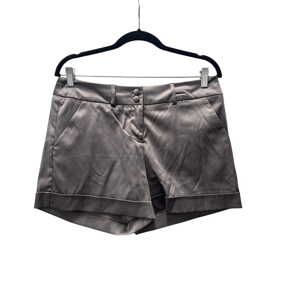 Ingredients Charcoal Gray Satin Cuffed Shorts Double Button Size 8